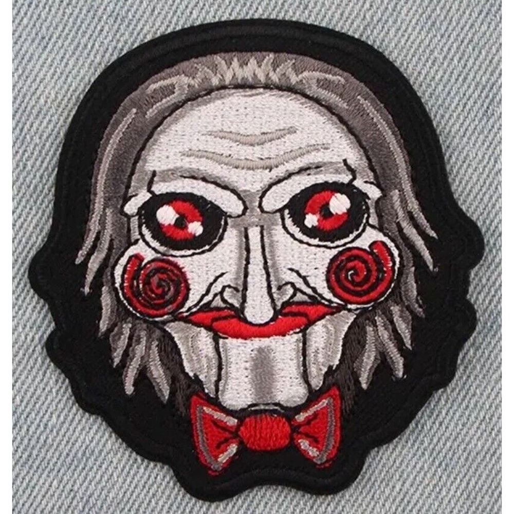 🔥 3” Horror Film Saw Billy the Puppet Face Jigsaw Sew/Iron-on Embroidered Patch